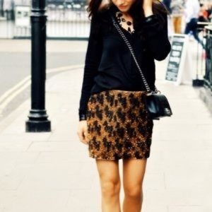 Zara Leopard Beaded Mini Skirt